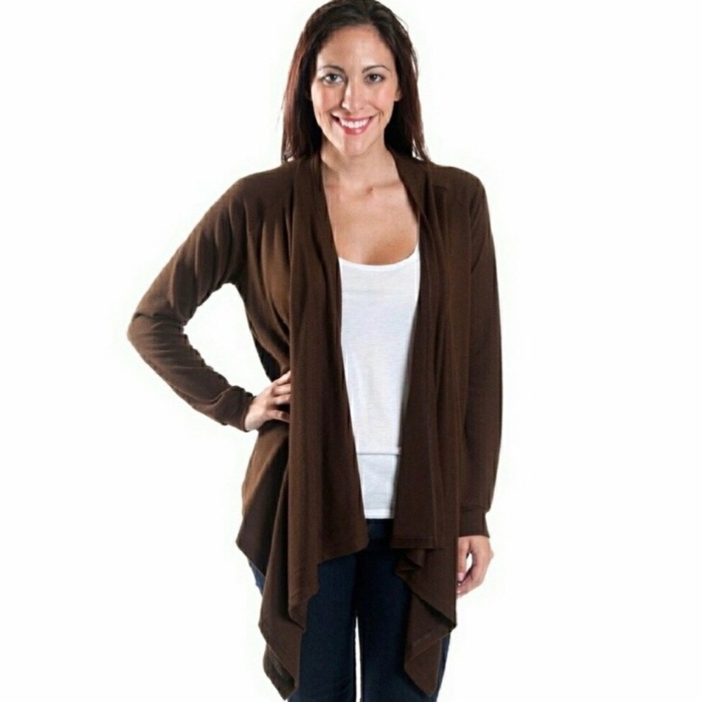LAST ONE! All for Color Brown Waterfall Cardigan